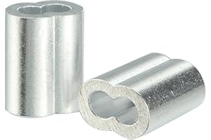 uxcell Aluminum Crimping Loop Sleeve Double Barrel for 2mm(5/64") Wire Rope Pack of 50