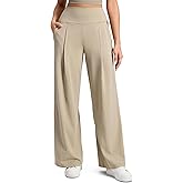 CRZ YOGA Butterluxe Palazzo Pants Pockets 30" - Front Pleated High Waisted Yoga Lounge Casual Wide Leg Buttery Soft