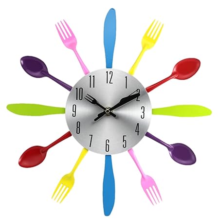 Kitchen Wall Clock Lommer Metal Mute Kitchen Utensils Unique