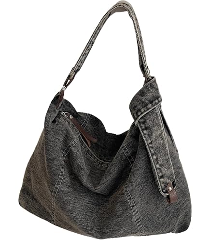 Amazon.com: Slouchy Denim Shoulder Bag Large Alt Denim Patchwork