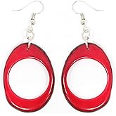 Tagua Nut Earrings Red Slices Handmade Fair Trade, Lightweight by Florama Natural Jewelry