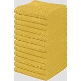 Towel and Linen Mart 100% Cotton - Wash Cloth Set - Flannel Face Cloths, Highly Absorbent and Soft Feel Fingertip Towels (Yellow, Pack of 12)