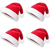 Veluft 8Pcs Christmas Santa Hat Adults, Soft Velvet Comfortable and Thickened Holiday Hat for Xmas and New Year Holiday Party Supplies