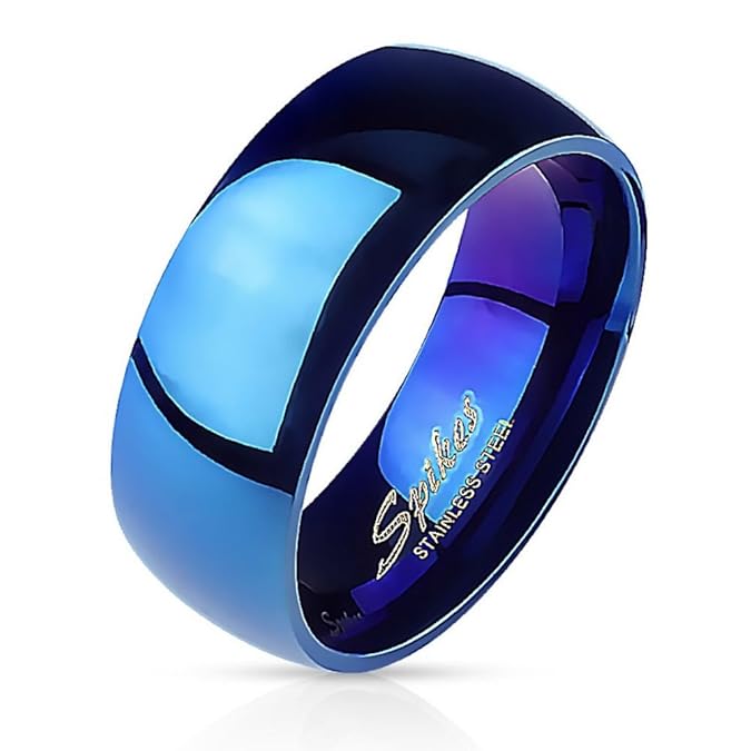 Bungsa® Blauer Ring Edelstahl klassisch für Damen & Herren 49-70 (Fingerring Schmuckring Blue Partnerringe Damenring Herrenri