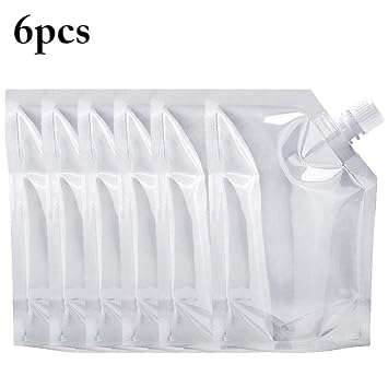 JUSTDOLIFE 6PCS 35.2OZ Drinks Flask Concealable Stand up Flask Liquor Pouch Big Capacity Drinks Pouch for Outdoor