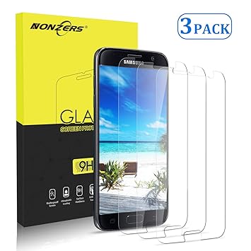 NONZERS Panzerglas für Galaxy S7, [3 Stück] 9H Härte, Anti-Kratzen, Anti-Öl, Anti-Bläschen, Kratzer und Fingerabdrücke 3D Kom