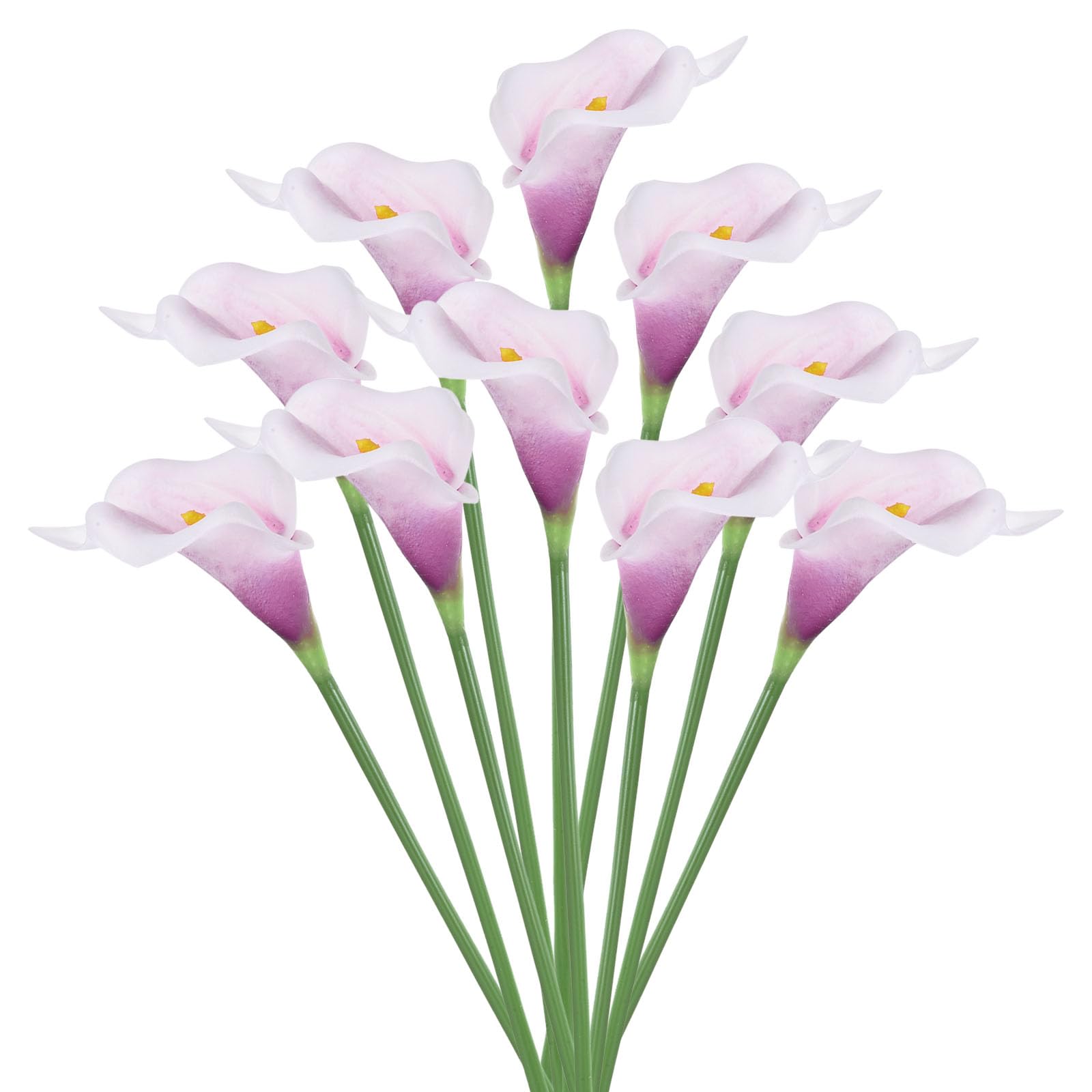 PATIKIL 13" Artificial Calla Lily Flowers, 20 Stems Faux Permanent Flower Floral Arrangements Bouquet for Home Decor Wedding Table Centerpiece, Purple White