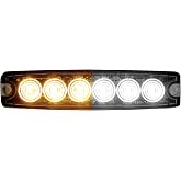 Buyers Products 8892202 5 Inch Amber Clear Ultra-Thin LED Strobe Light | Bright Dual-Color Warning Light With 23 Flash Patterns, Waterproof Protection And A Slim Profile For Tight Mounting Spaces