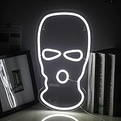 White Mask Neon Sign Face Kini LED Light Up Signs