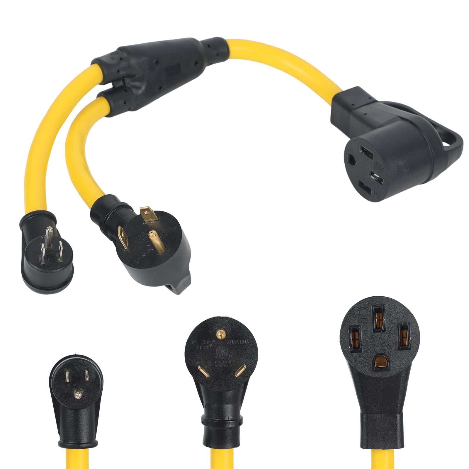Photo 1 of NEMA 5-15P TT-30P Male Plug 120V 30Amp 3 Prong Plug Male to 14-50R 120/240V 15 Amp 4 Prong Female Receptacle RV Y Splitter Adapter Cord Heavy Duty RV Electrical Cord Cable Adapter?NOT Compatible GFCI?