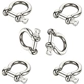6PCS 1/2 Inch 304 Stainless Steel D Ring Shackles, Marine Grade Clevis Shackle, Anchor Shackle for Rigging, Traction Steel Wire, Chains Wirerope Lifting, 12 mm