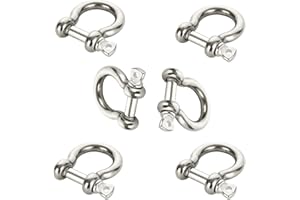 LANIAKEA 6PCS 1/2 Inch 304 Stainless Steel D Ring Shackles, Marine Grade Clevis Shackle, Anchor Shackle for Rigging, Traction Steel Wire, Chains Wirerope Lifting, 12 mm