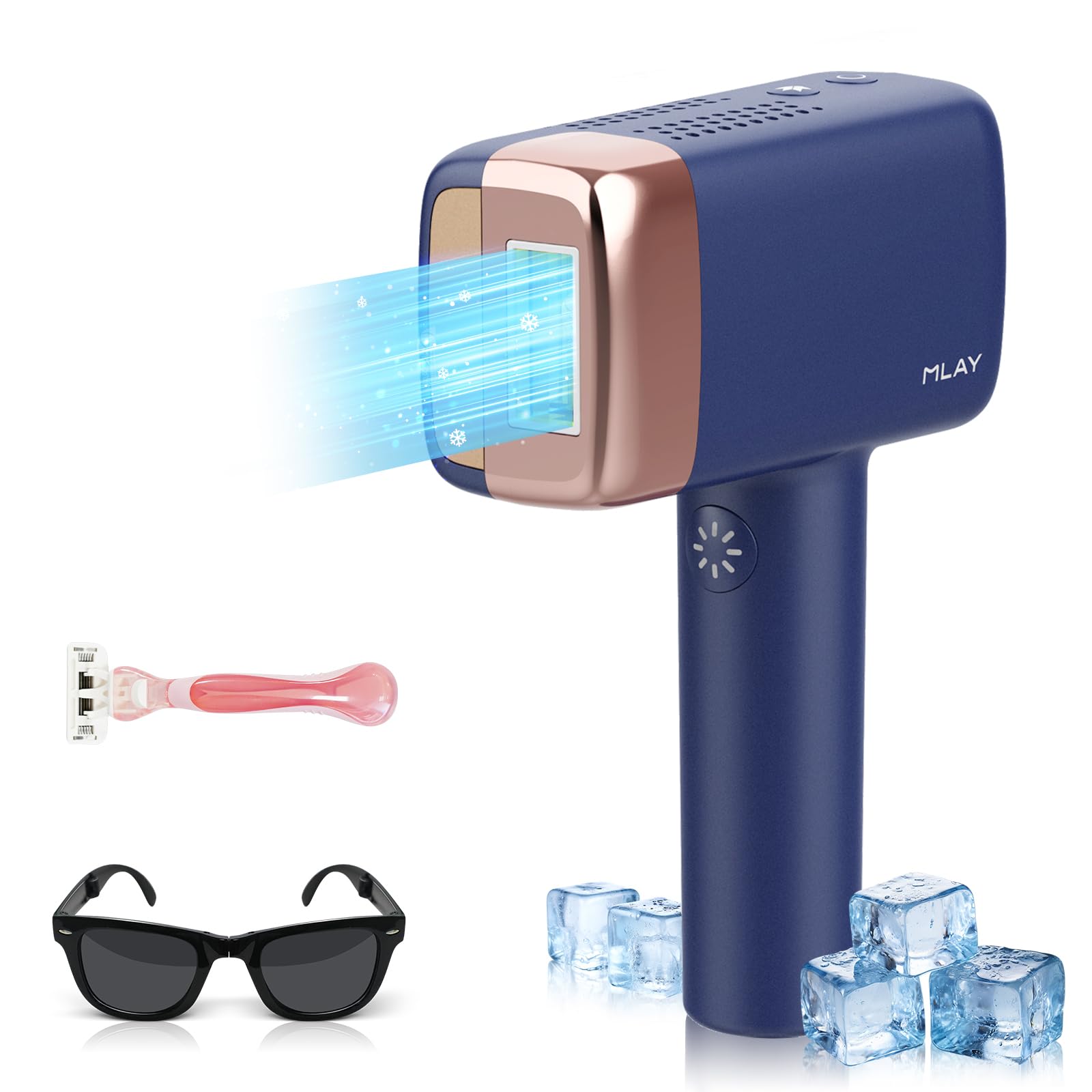 IPL Laser Hair Removal Device 0.5 Sec/Flash,Ice-Cooling Hair Removal(20J),Epilatorfor for Women & Men with 5 Energy Levels &2 Flash Modes,Facial Laser Hair Removal Device for Bikini,Legs and Back