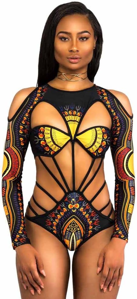 iLH Jumpsuit Swimsuit,ZYooh 2018 Women Retro Sexy Backless Bandage One Piece African Dashiki Printed Swimwear