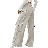 RoseSeek Women's Wide Leg Sweatpants Drawstring Waist Baggy Cargo Pants Casual Trousers with Pockets