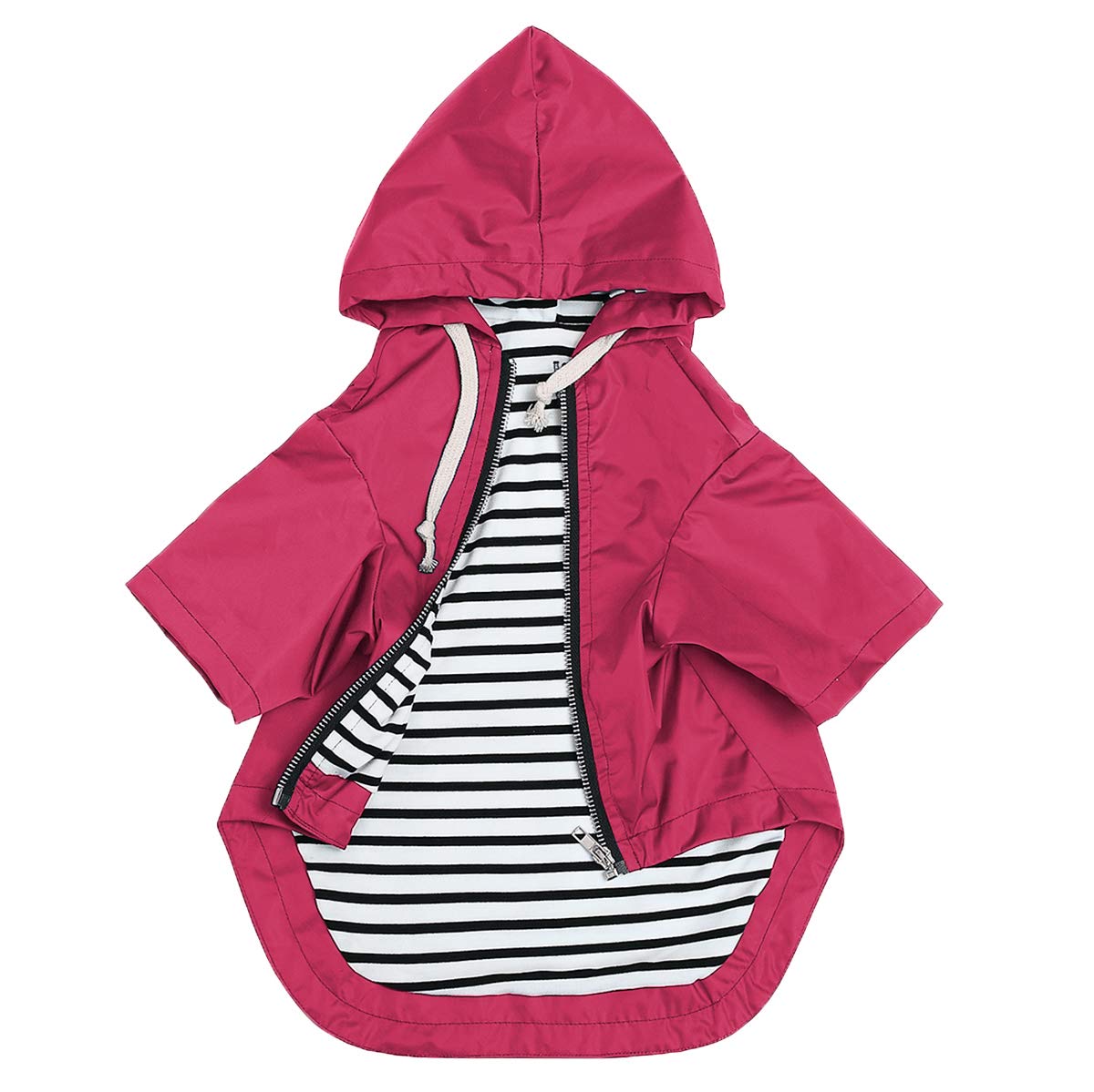 Pethiy - Waterproof Hooded Coat for Dogs, Dogs, Rain Coat with Zip and Pockets, Waterproof Dog Clothes with Adjustable Cord, for Small Medium Puppies - Pink-S