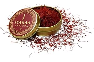 Iyaraa Saffron – 2 g Super Negin Grade A+ Pure Threads | Premium All-Red Saffron for Cooking, Tea, Rice & Desserts