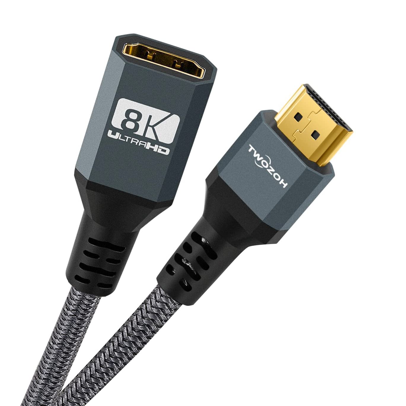 Twozoh 8K HDMI Extender Cable, Nylon Braided HDMI 2.1 Male to Female Extender Supports 8K@60Hz, 4K@120Hz, 48Gbps (1M)