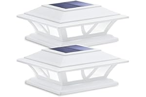 SIEDiNLAR Solar Post Lights Outdoor 2 Modes LED Fence Deck Cap Light for 4x4 5x5 6x6 Posts Garden Patio Decoration Warm White/Cool White Lighting White (2 Pack)