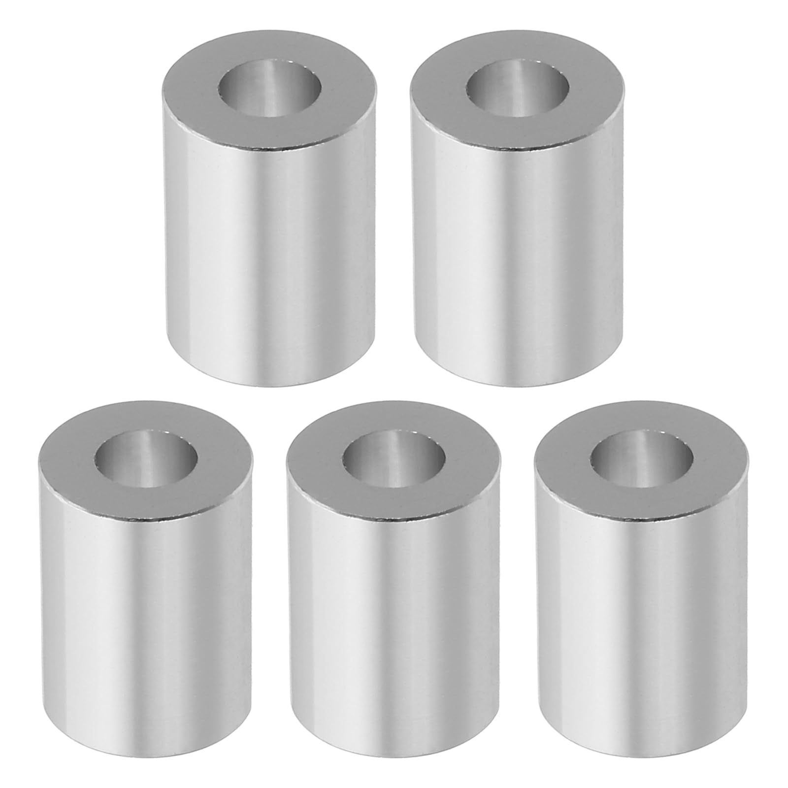 PATIKIL M6 Aluminum Spacers, 5 Pcs Metal Spacer Aluminum M6 X1/2"OD X3/4"L Aluminum Spacer Screw Standoff Round for 1/4" or M6 Screw Bolts, Silvery
