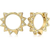 CUFELMU Mini Gold Spike Huggies Earrings for Women Gold Plated Cubic Zirconia Geometric Huggie Hoop Earrings Fashion Punk Jewelry Gift