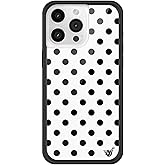 Wildflower Cases - Compatible with iPhone 15 Pro Max | Protective Black Bumper, 6.5ft Drop Test Certified, Women Owned Small Business | Spots Aesthetic Trendy Cute | Polka Dot - White & Black
