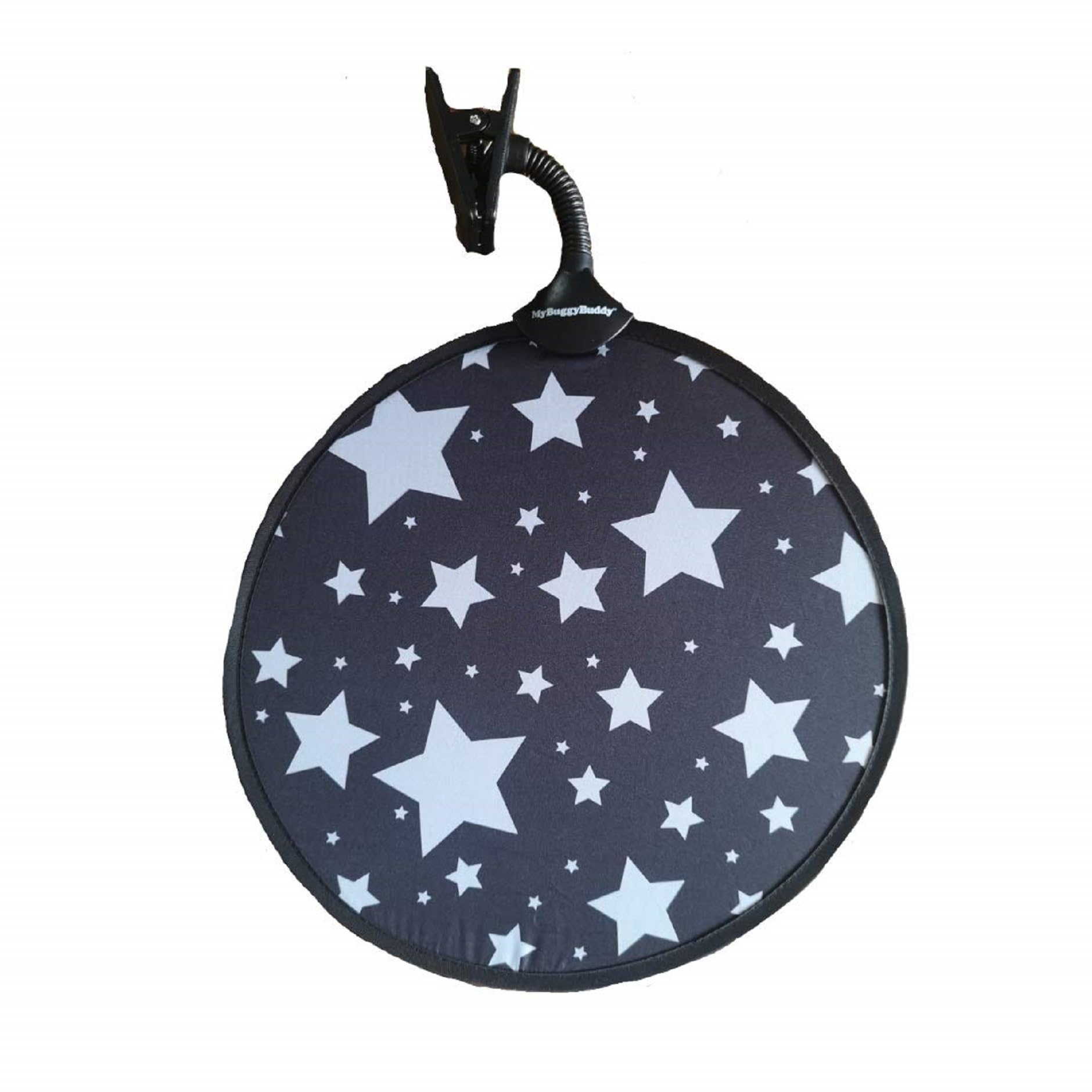 My Buggy Buddy Sunshade for Pram/ Car Seat, Universal Fit Parasol, UPF 50+ Protection, Easy Fold Away/ Pop Open, 34 cm Diameter, Silver Stars