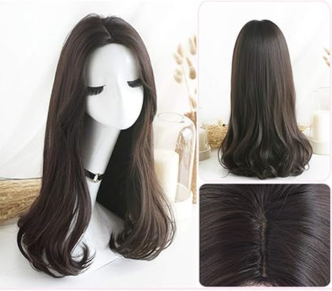 Amazon Co Jp かつら 23 6インチ長い茶色がかった黒い熱安全な人工毛レースフロントかつらまともな別れスペース透明レース白または薄い頭皮 色 Brownish Black ビューティー