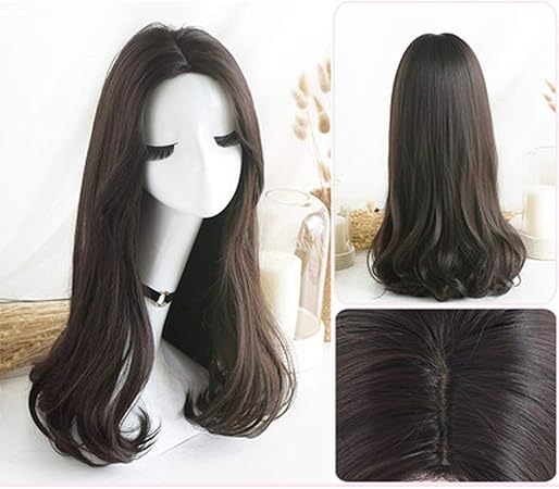 Amazon Co Jp かつら 23 6インチ長い茶色がかった黒い熱安全な人工毛レースフロントかつらまともな別れスペース透明レース白または薄い頭皮 色 Brownish Black ビューティー