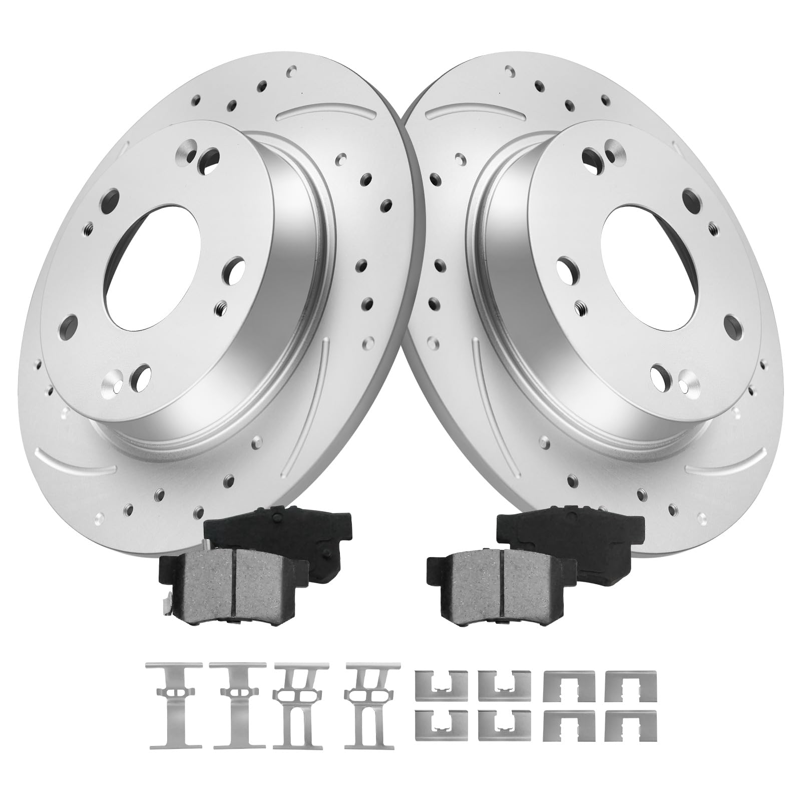 Photo 1 of **SIMILAR**MOTOREVO Rear Geomet Coated Brake Discs Kit Compatible with Civic 2006-2015 EX/Si, 2009-2015 EX-L, 2009-2011 Hybrid/Hybrid-L, 260mm10.2in Automotive Replacement Back Rotors and Ceramic Brake Pads