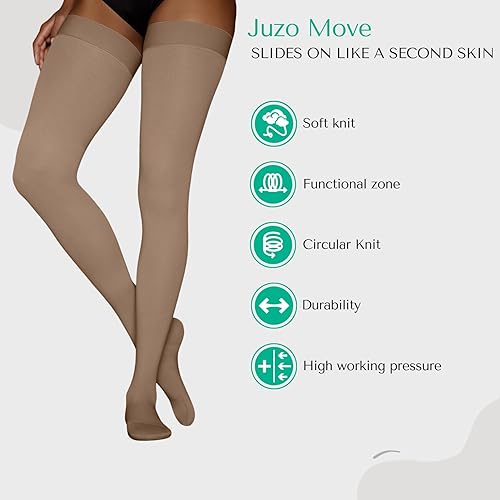 Juzo Move 20-30 mmHg Compression Stockings, Thigh High, Silicone