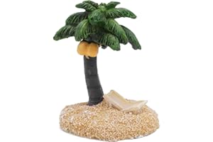 Kocris Casa Pyramid Pharaoh Aquarium Fish Tank Decorations Statues Figurine Sculpture Ancient Egypt Reptile Turtle Lizard Spider Tanks Terrarium Egyptian Décor Ornament Pet (Coconut Trees)