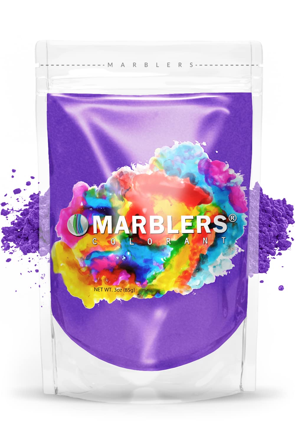 MARBLERS Purple Mica Powder [Bright Violet] 3oz (85g) | Cosmetic Grade | Epoxy Resin Pigment | Dye | Non-Toxic, Vegan, Cruelty-Free | Lip Gloss, Nails, Body Butter | Bath Bomb, Candle & Soap Making