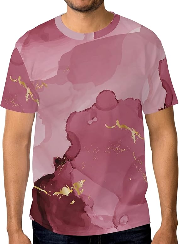 Amazon Tシャツ メンズ 半袖 おしゃれ 男の子 人気 通気性 大理石 マーブル 赤 レッド 水彩 抽象的 モダーン 速乾 高校生 大学生 ファッション Tシャツ カットソー 通販