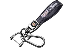 BFIVEANTE leather car keychain set for Cadillac men and women family present keychain key ring lanyard accessories (black)