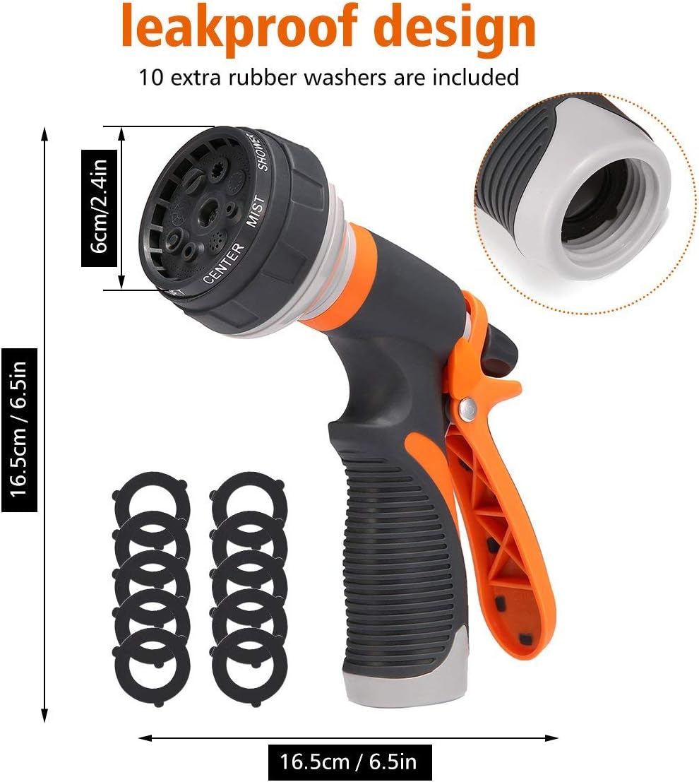 PATHONOR Water Hose Nozzle, Hose Spray Nozzle Garden Hose Nozzle Heavy Duty high Pressure with 8 Adjustable Watering Spray Patterns for Watering Garden, Cleaning, Washing Cars, Showering Pets : Garden & Outdoor