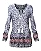 BAISHENGGT Women's Neck Tie Floral Print Ethnic Style Tunic Top