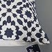 Aitliving Decorative Throw Pillow Cover 1 pc 12x20 inch Cotton Canvas Muted Slate Blue Trellis Embroidery Dark Blue Mina Lumbar Pillow Case Cushion Cover, Navy Blue Dark Lumbar Pillow Sham 30x50cm