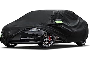 Migaven 6 Layers Car Cover Custom Fit for Tesla Model 3 Car Cover 2017-2023 Waterproof Full Exterior Cover Rain Snow Protection with Charging Port Ventilated Mesh Door Zipper