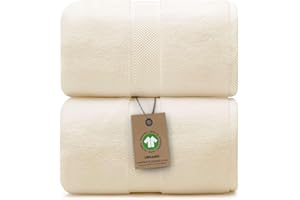 Alusa Home 100% Organic Luxury Bath Sheets - GOTS Certified - Extra Large 35x70 Inches (Pack of 2) Zero-Twist, Long-Staple Cotton Bath Sheet Set (Papyrus)