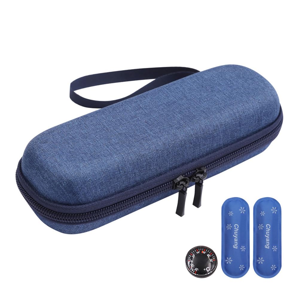 ANCLLO Insulin Pen Case,Diabetic Travel Case with 2 Nylon Ice Packs,Insulin Cooler Travel Case for Diabetic Supplies,Insulin Carry Case,Blue