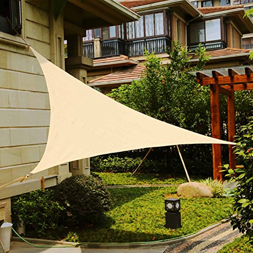 Shade&Beyond 9' x 9' x 9' Sand Color Triangle Sun Shade Sail, UV Block for Outdoor Facility and Activities