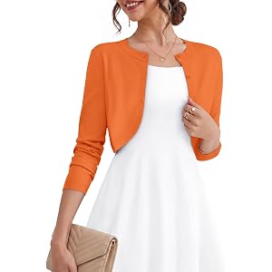 UNCLECAT Womens Long Sleeve Cropped Cardigan Open Front Bolero Shrugs | Lightweight Knit Sweaters, Cruise Outfit Date Night f