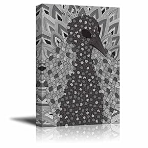 Detailed Grayscale Zentangle Patterned Peacock