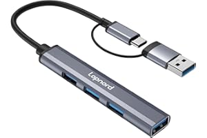 Lopnord USB Hub 3.0 4-Port for Laptop, USB C Hub Splitter Multiport Adapter for MacBook, Compact Data USB Hub for Mac Pro Mini, iPad Pro, Surface Pro, Flash Drive, Mobile HDD[Charging NOT Supported]