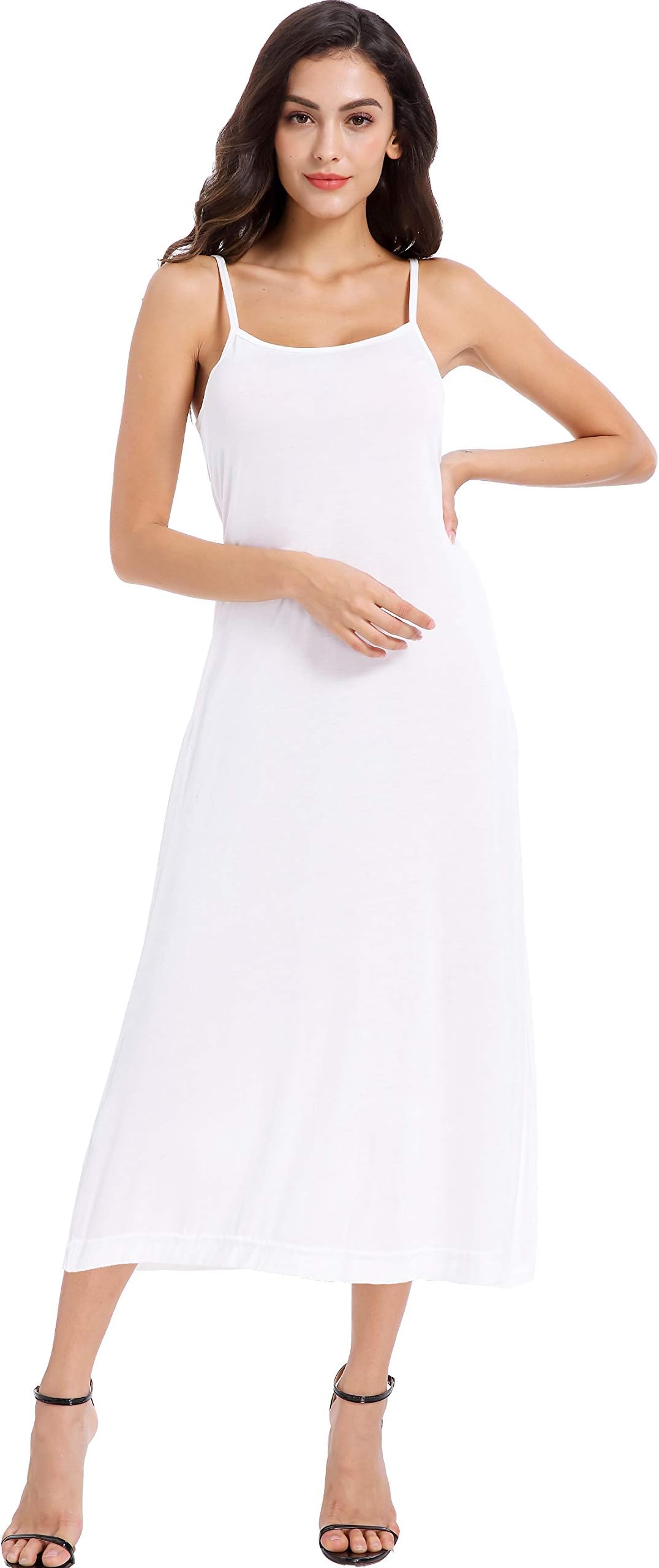 MMissy Women Long Adjustable Spaghetti Strap Full Cami Slip Camisole Under Dress Liner Nightgown
