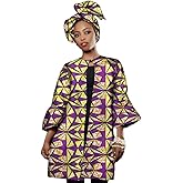 XIAOHUAGUA Women African Clothing Print Open Front Blouse Jacket Coat Outwear with Head Scarf Africa Clothes