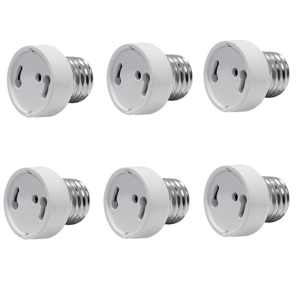 FINELED E27 Edison Screw to GU24 Adapters, Lamp Holder Socket Converter,Converts GU24 Pin Base Bulb in to E26/E27 Standard Screw Fixture Socket(Pack of 6)
