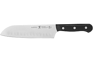 HENCKELS Solution Razor-Sharp Hollow Edge Santoku Knife 7 inch, German Engineered Informed by 100+ Years of Mastery, Black/St