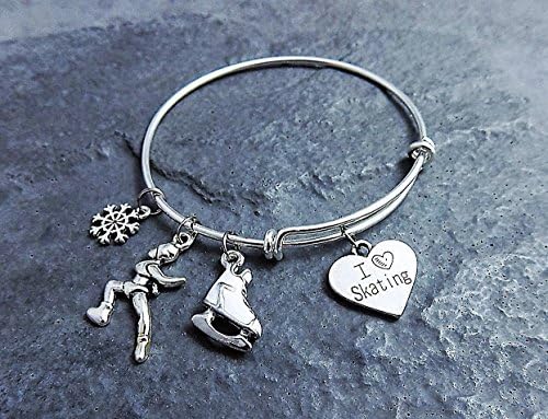 Figure Skating Expandable Charm Bracelet - Ice Skater Jewelry